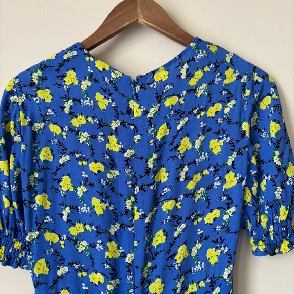 Diane von Furstenberg Jemma Blue Floral Print Midi Dress Sz 0 - Picture 7 of 9